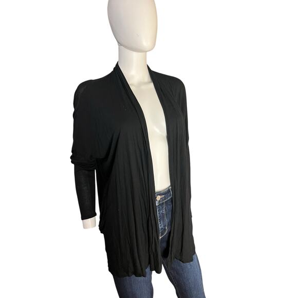 Helmut Lang Super Soft Black Draped Modal Open Cardigan Size M - Picture 1 of 7